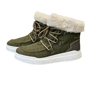 Romika Boots Womens 40 ( 9/ 9.5 ) Faux Fur Lace Up Zip Up Booties Olive Dry Tex